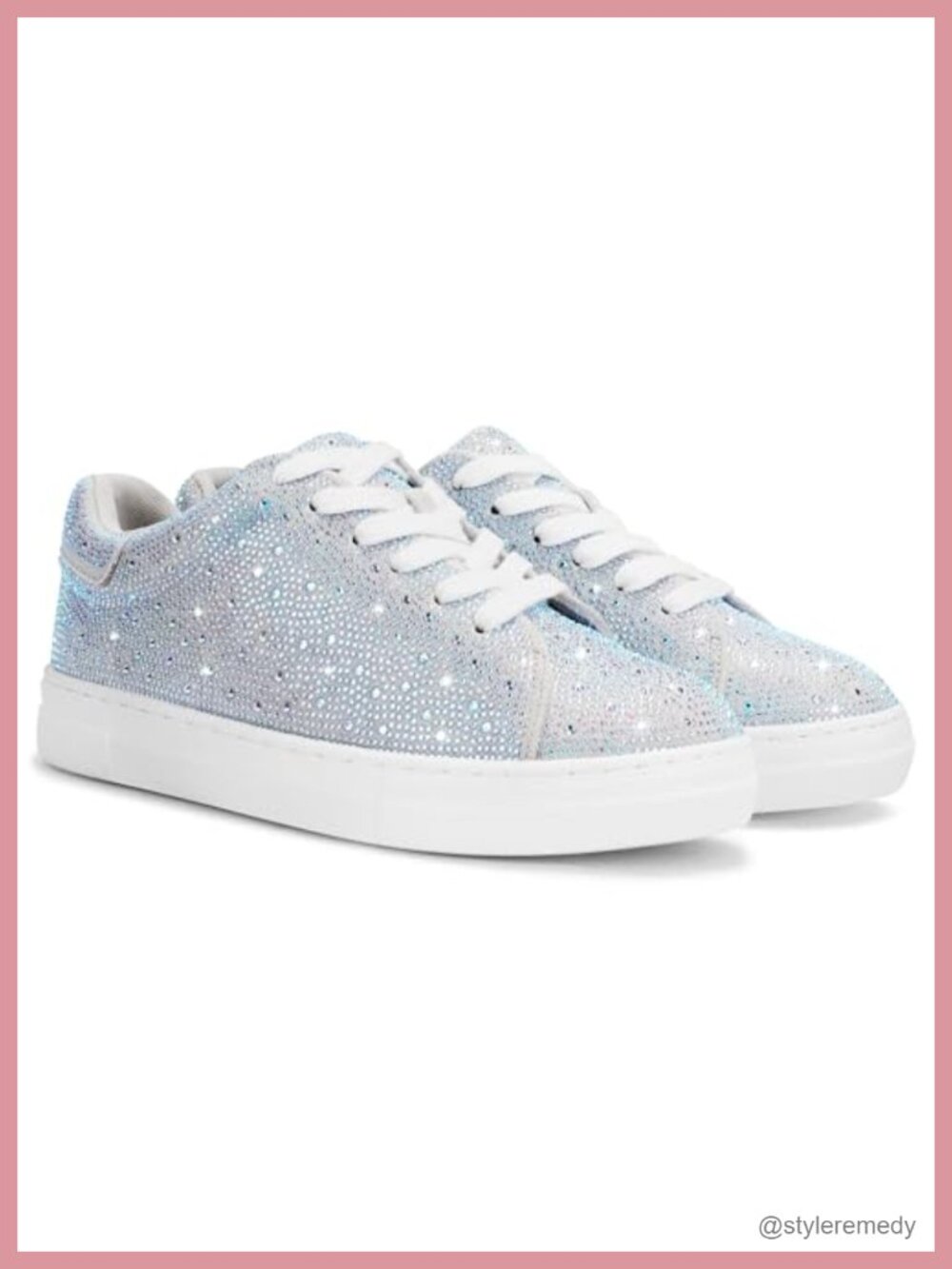Rhinestone Platform Lace Up Glitter Sneakers Tennis Shoes